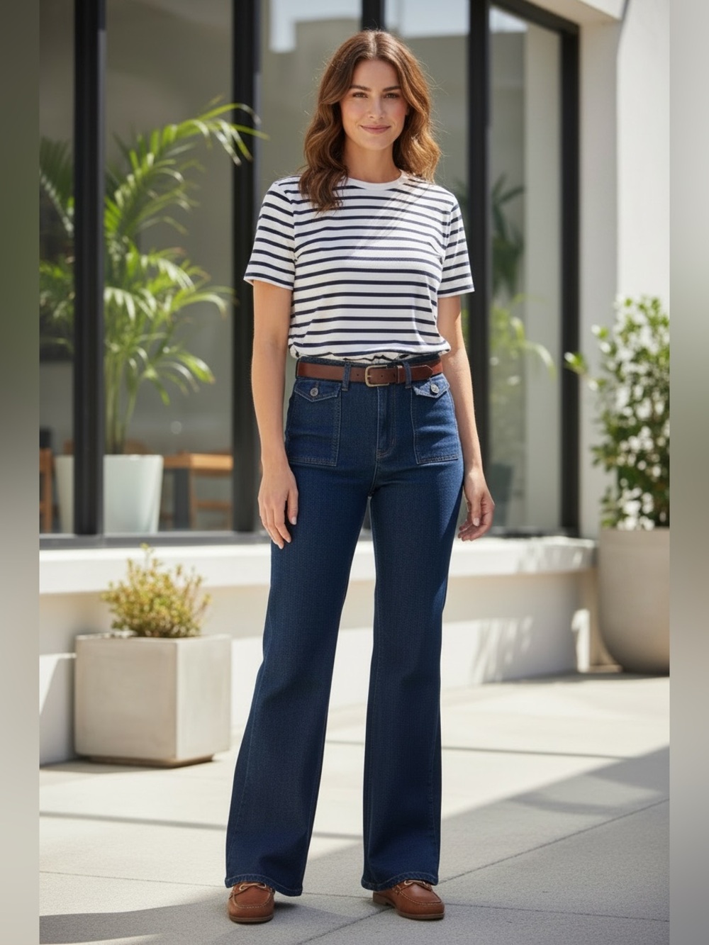 J. Crew Vintage Flare Jeans Flap Pockets Sz 26P Nautical Retro Boho